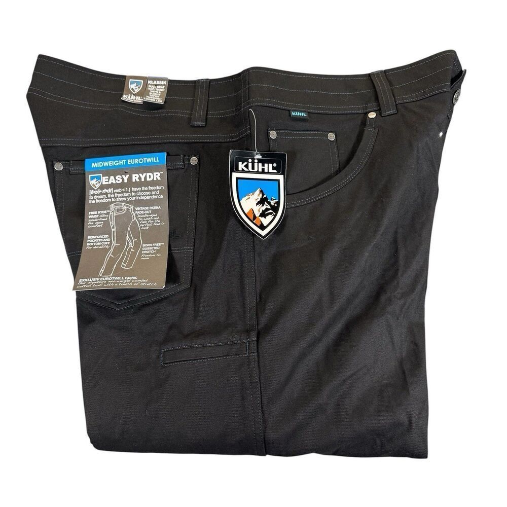 NWT Kuhl Sz 42/32 Easy RYDR Pants Men's Mid Weight Euro Twill Black Ryder Kühl